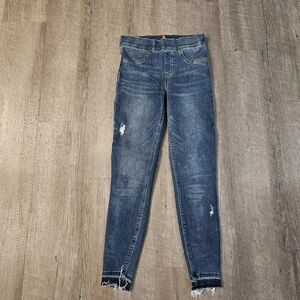 SPANX Jeans size SMALL Distressed Ankle Skinny  Pull On MedIum Wash 20203R